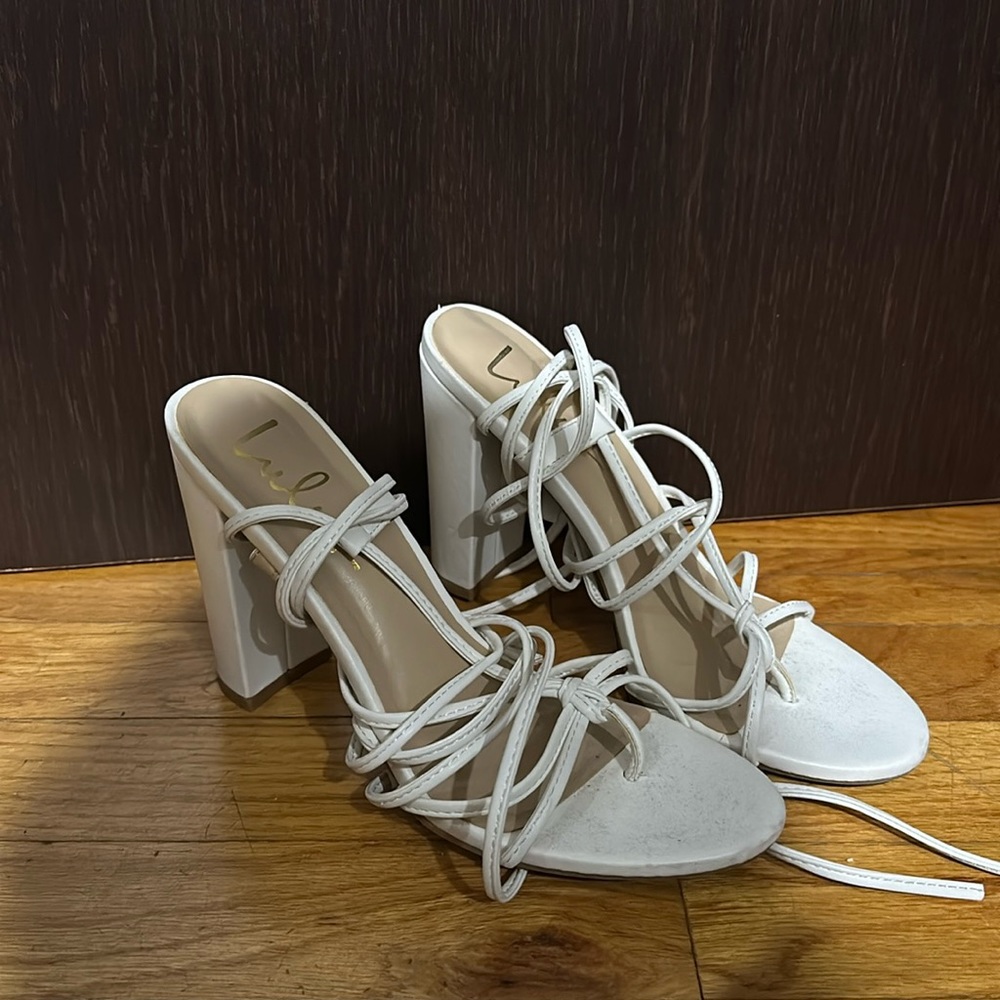 Lace up white heel